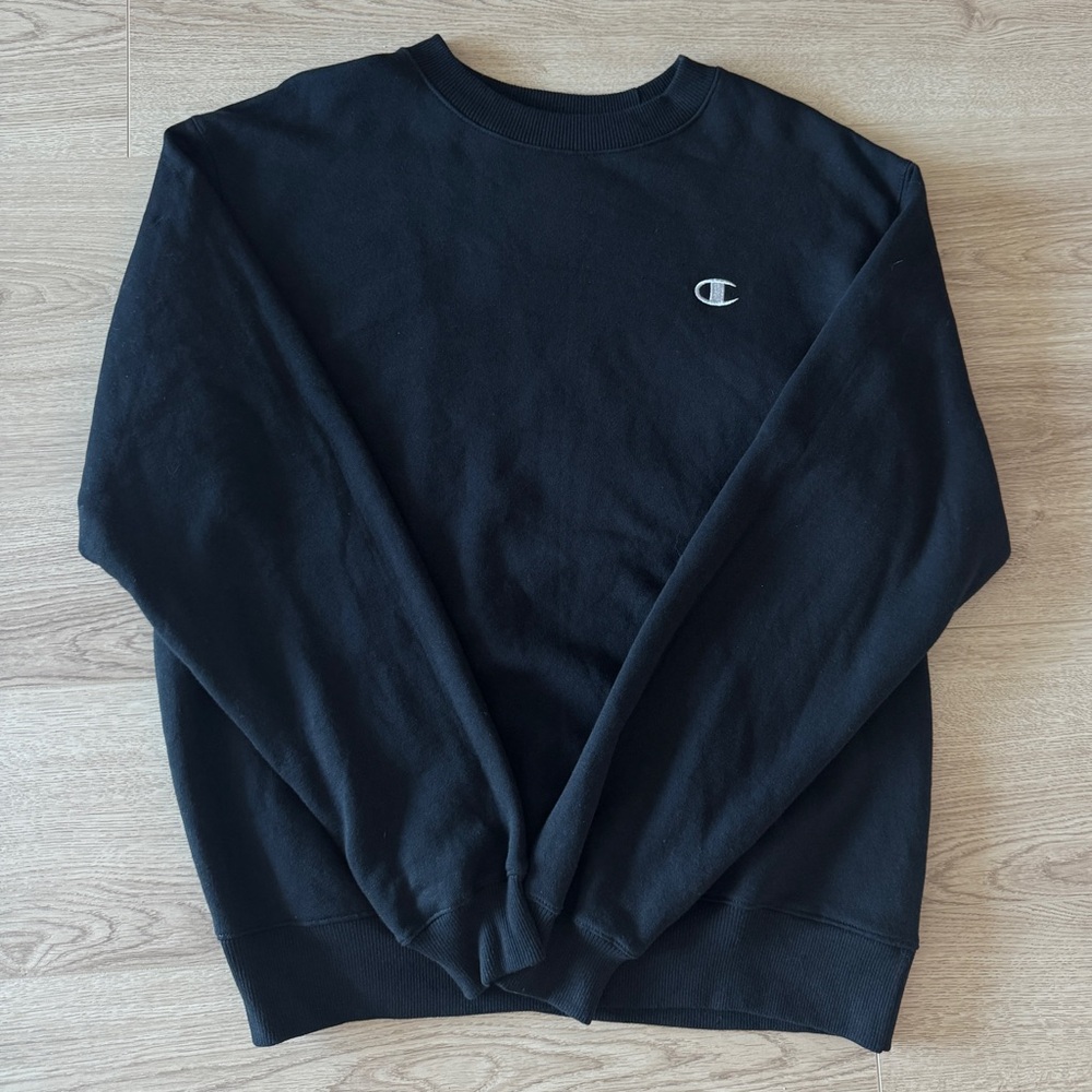 Unisex Champion Classic Black Crewneck Sweater